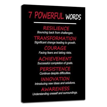 Imagem de Arte de parede inspiradora 7 PALAVRAS PODEROSAS: Desbloqueie traços pessoais e atitude de vida positiva para crescimento pessoal decoração de parede motivacional pôsteres tela para sala de aula