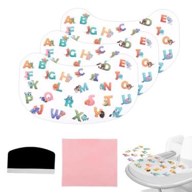 Imagem de Lyreh 3un Adesivos Sucção para Stokke Tripp Trapp Bandejas, Bandejas Animais Letras Adesivos Sucção Jogos Americanos Tigelas Pratos Brinquedos Bebê Acessórios para Cadeiras Altas (Formato Amendoim)