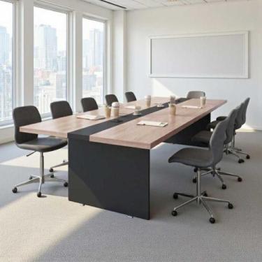 Imagem de Mesa Reuniao 8 Lugares Design Escritório 3,60m Nogueira - CASA H