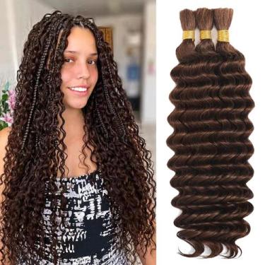 Imagem de Trança de cabelo humano a granel AKONSOUL Chocolate Brown 110g 56cm