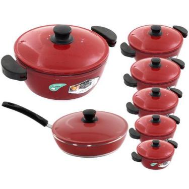 Imagem de Jogo De Panelas 7 Peças Gulê Alumínio Fundido Vermelho