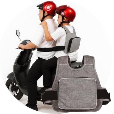 Imagem de Colete de Segurança Infantil para Moto, Cinto de Segurança para Crianças de 2-12 Anos, Ajustável, com Tiras Refletivas
