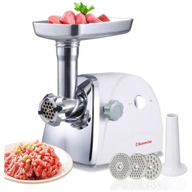 Imagem de Moedor de Carne Elétrico Profissional, 3 Lâminas para Moagem, Aço Inoxidável, 800W, 110v, SUNMILE SM G31, Prateado