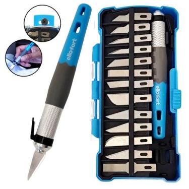 Imagem de Kit 14 Pçs Estilete De Precisão Corte Tipo Bisturi Arte Aero Modelismo