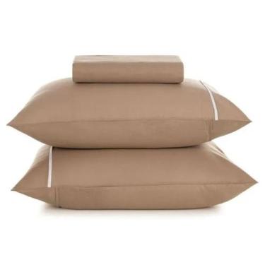 Imagem de Jogo Lençol Elástico Queen 100 Algodão Percal 3 Pçs Karsten, Marrom
