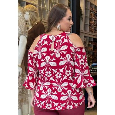 Imagem de Blusa Plus Size Estampada Ombro Vazado