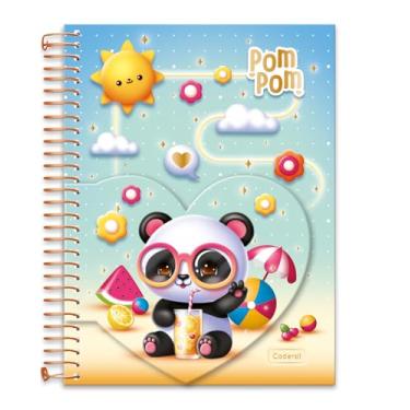 Imagem de Caderno Colegial Criativo Cadersil Estampa Coração Pom Pom – 80 Folhas – Capa Dura com Hot Stamping Dourado – Acompanha Adesivos e Folhas Decoradas – Ideal para Anotações Criativas e Personalizadas