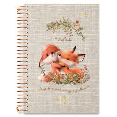 Imagem de Agenda 2026 Diária Cadersil Estampa Woodland- hot stamping dourado – 176 Folhas – Capa Dura – Ideal para Organização Pessoal com Estilo