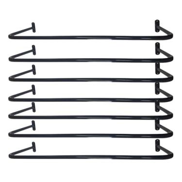 Imagem de Kit 7 Arara Cabideiro de Parede 1 Metro Reto Ferro Expositor de Roupas para Loja Closet (Preto)