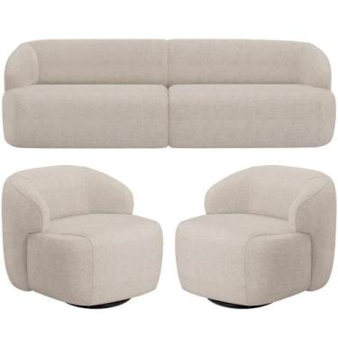 Imagem de Sofá 3 Lugares Curvo Orgânico Com 02 Poltronas Living 250cm Barolo L06