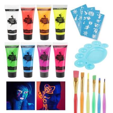 Imagem de Pintura corporal facial UV Blacklight Neon MEICOLY 8 tubos não tóxicos