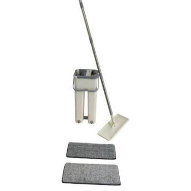 Imagem de Mop Rodo Mágico Duplo Flat com Balde Lava e Seca + Refil