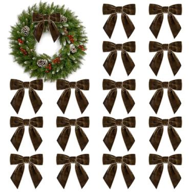 Imagem de 20 peças de enfeites de laço de veludo para árvore de Natal 11,4 cm vintage pequenos laços de fita de veludo para artesanato guirlanda guirlanda embrulho de presente chá de bebê festa casamento