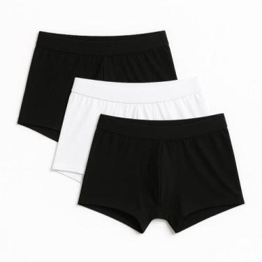 Imagem de Kit 03 Cuecas Boxer Preta/Branca Algodão Egípcio Versatiold, GG, Preto