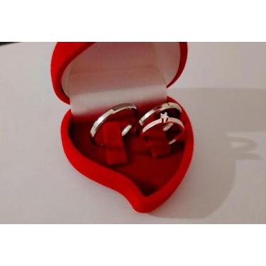 Imagem de Kit Alianças Namoro Prata com Anel Solitario Princesa Prata 950 Envio 