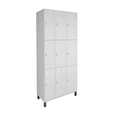 Imagem de Armário Roupeiro De Aço 9 Portas Vestiário Academia Locker Cinza - CON