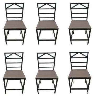 Imagem de Kit 6 Cadeiras Para Cozinha Reforçada Moderna Marrom