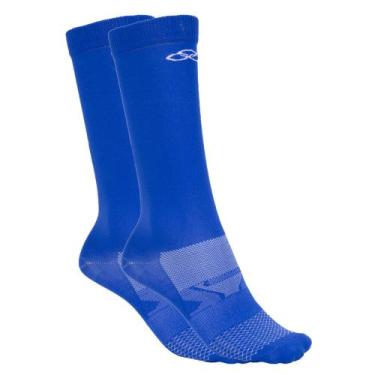 Imagem de Meia Unissex Olympikus Corre Cano Médio Azul/Branco, Azul, Branco, G