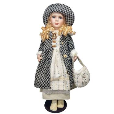 Imagem de Boneca Porcelana Camponesa Francesa 60cm Cachos Lindos