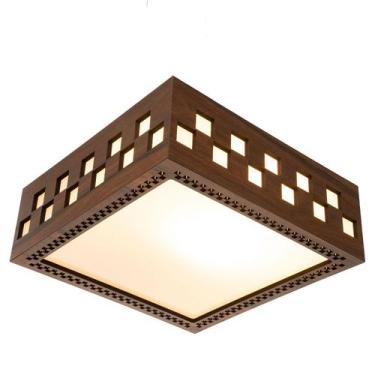 Imagem de Luminária Decorativa Madeira Plafon Enseada Quad 20cm - CREATUS, Pau F