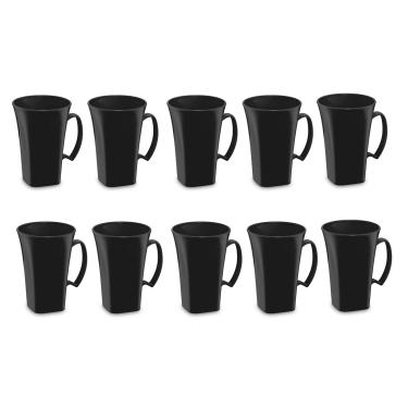 Imagem de Caneca Preta Cappuccino 400ml Plastico BPA Free Jogo 10un
