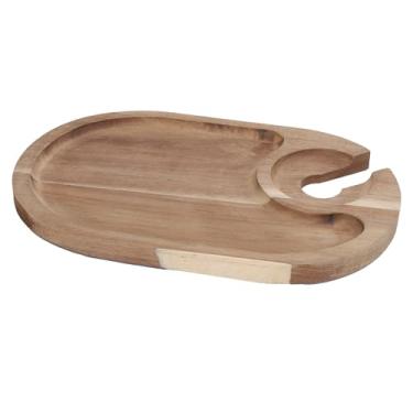 Imagem de Generic Bandeja de Madeira Portátil para Coquetel, Prato de Queijo Com Suporte para Vidro de Vinho para Aperitivo, Mini Tábua de Charcutaria para Entretenimento Doméstico