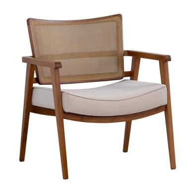 Imagem de Poltrona Dunas Encosto Tela Algodão Bege e Amêndoa