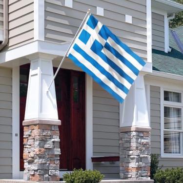 Imagem de Bandeira da Grécia Fly in Breeze 9,5 x 1,5 m - Cor vívida e à prova de desbotamento - Cabeçalho de lona e costura dupla - Bandeiras Nacionais Gregas Poliéster com ilhós de latão 9,5 x 1,5 m