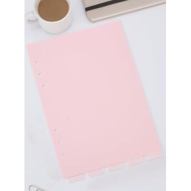 Imagem de 5 folhas divisórias de fichário A5, folhas divisórias de índice de caderno de plástico fosco retangular rosa, acessórios para fichário com aba de 6 furos para separar páginas, cadernos, 22 x 14,8 x 0