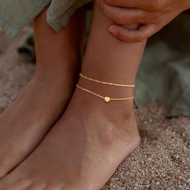 Imagem de Tornozeleira de ouro para mulheres, joia de pé, pulseira de tornozelo de tubo delicado