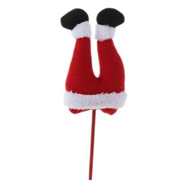 Imagem de shamjina Decoração de árvore de Natal com picareta de perna de elfo, enfeite de Natal com patas de elfo, pelúcia para decoração de árvore de Natal, lareira de, Vermelho Branco