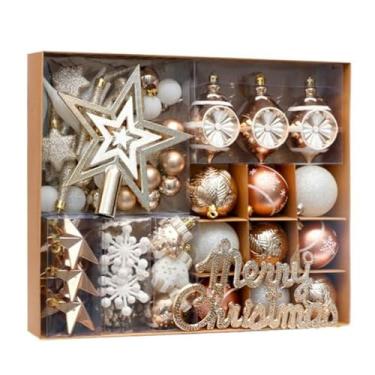 Imagem de Kit 70 Bolas decoração de natal árvore pendente bolinhas enfeites natalinos casa pisca pisca led(Champanhe Dourado)