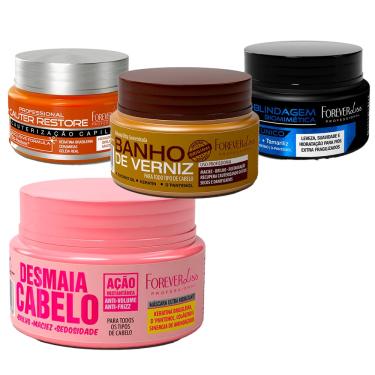 Imagem de Kit 4 Mini Máscaras Cronograma Capilar Forever Liss 40g