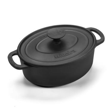 Imagem de Caçarola Oval Estilo Preta Ferro Panela Mineira 21x17cm 2L