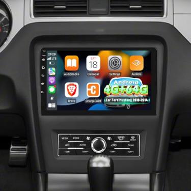 Imagem de [4G + 64G] Rádio para carro Ford Mustang estéreo 2010 2011 2012 2013 2014, tela sensível ao toque Android de 10 polegadas - Carplay/Android Auto/32 EQ Audio/1280 * 720 tela/SWC/Bluetooth/WiFi