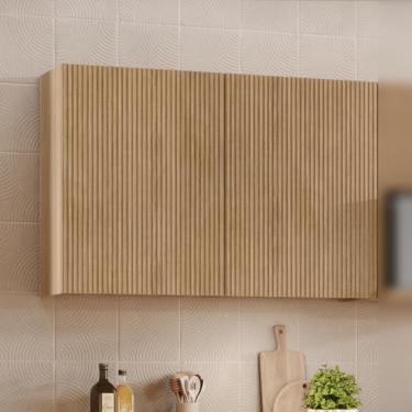 Imagem de Armário Aéreo Para Cozinha Rainha Com 2 Portas 80 Cm 100% Mdf Nature Nesher Nature