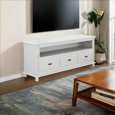 Imagem de Rack Para Tv Até 65 Polegadas Com 3 Gavetas - Branco Laca