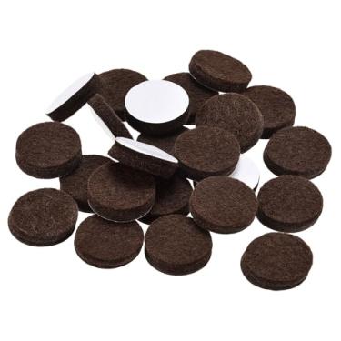 Imagem de Almofadas para móveis - Almofadas autoadesivas de feltro de 20 mm de diâmetro de 5 mm de espessura, protetores de chão de perna de cadeira, marrom, 50 peças