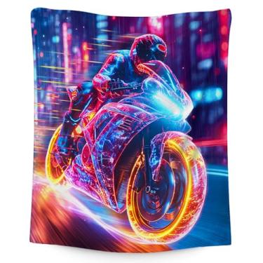 Imagem de Eccustomized Cobertor infantil para presentes - 101,6 cm x 127 cm Cobertores de motocicleta de pelúcia para adolescentes - Mantas de meninos para sofá, escritório