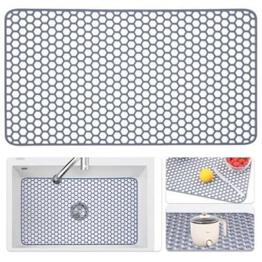 Imagem de Bestjing Protetores de pia de silicone para pia de cozinha - acessório protetor de cozinha de 66 cm x 35 cm, tapete antiderrapante resistente ao calor para parte inferior de porcelana de aço