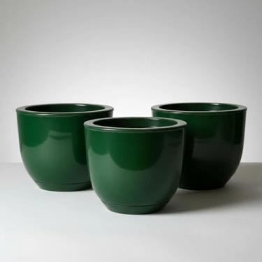 Imagem de kit 3 Vasos Bojo Marmorizado1 Platinum luxo resistente, leve, elegante, sala, recepção, decoração mesas, rack, etc (Verde marmorizado)