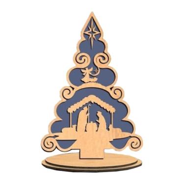 Imagem de shamjina Decoração de Natal Árvore de Natal Centro de Mesa Enfeite de Mesa Placa Decorativa de Madeira para Festa de Inverno na Sala de Estar, Style B