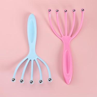 Imagem de Massageador de cabeça com 5 garras, massageador de couro cabeludo para alívio de estresse e cuidados com o cabelo, pente de massagem manual para cabeça e pescoço