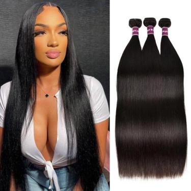 Imagem de Pacotes de cabelo Meitiya 12A Straight Brazilian Virgin Remy x3