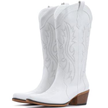 Imagem de Botas de cowboy IUV Western Cowgirl, salto grosso, meia panturrilha, m