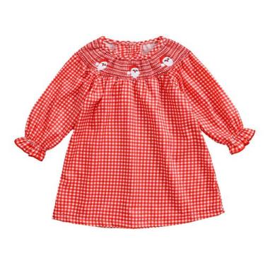Imagem de Vestido de Natal Socutebabe Toddler Girl Vintage Plaid 3-4T
