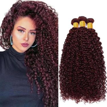 Imagem de Pacotes de cabelo HeiOwuio Curly Wave Burgundy Brazilian Remy 8A