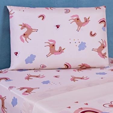 Imagem de Jogo De Cama Lençol Bouti Infantil Kids Solteiro 03 Peças - Unicórnio