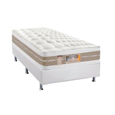 Imagem de Cama Box Solteiro: Colchão Molas Castor Pocket Silver Star Air Df + Base Crc Courano White(88X188)