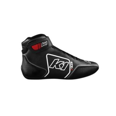 Imagem de Tênis de corrida K1 Race Gear K1 GTX-1 adulto couro macio e Nomex Auto Racing - SFI 3.3/5 - preto, cinza, tamanho 39